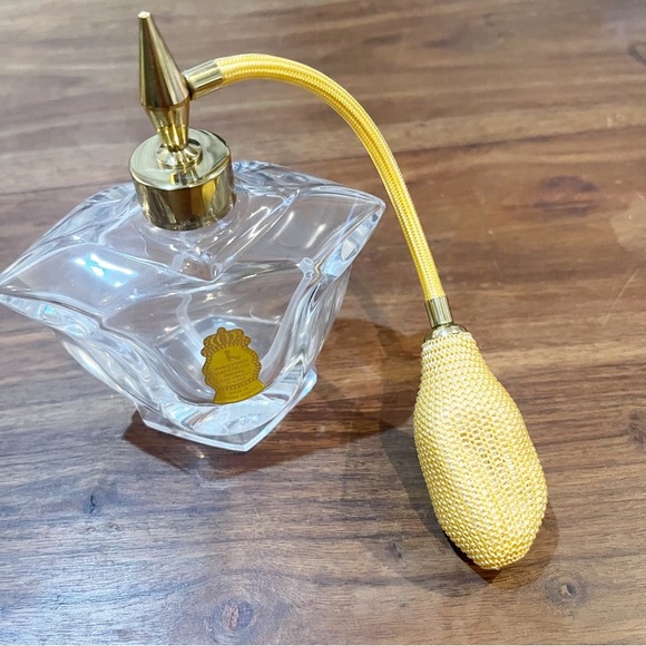 Imperlux W. Germany Lead Crystal Clear Perfume Bottle with Gold Pump - Picture 2 of 11